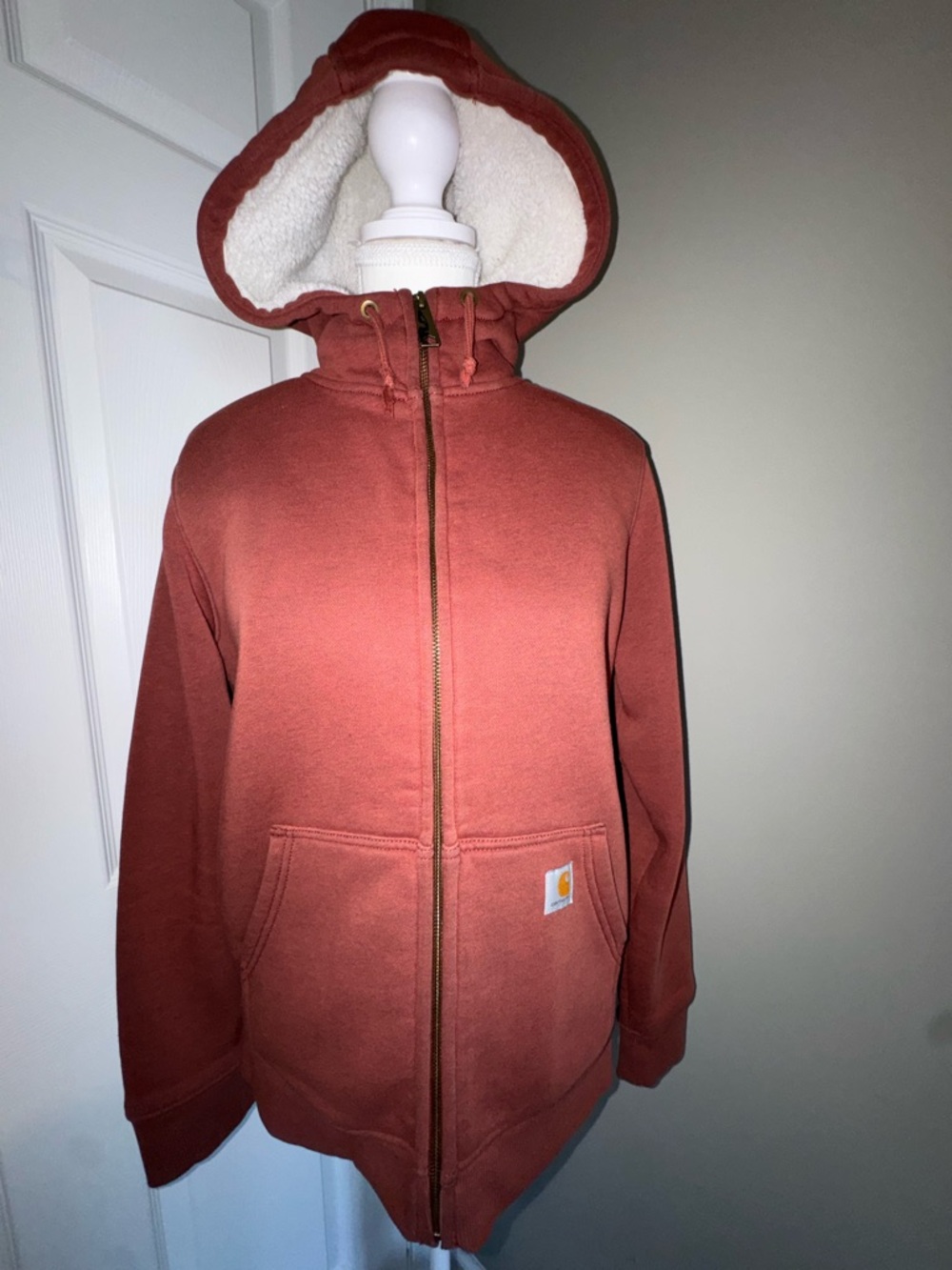 Carhartt Woman’s‎ Rust Zip-Up Sherpa Hoodie Size Small Workwear